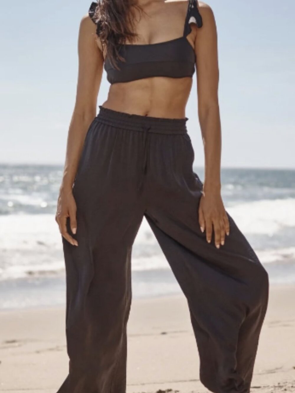 Summersalt Silky Luxe Palazzo Pants with Ties, Size M